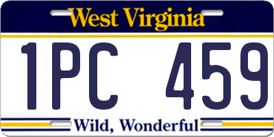 WV license plate 1PC459