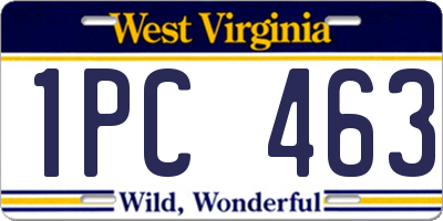 WV license plate 1PC463