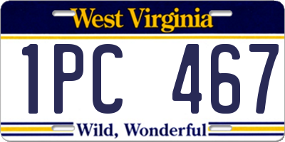 WV license plate 1PC467