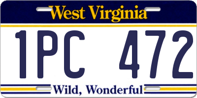 WV license plate 1PC472