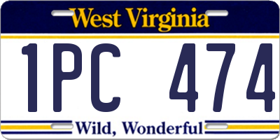 WV license plate 1PC474
