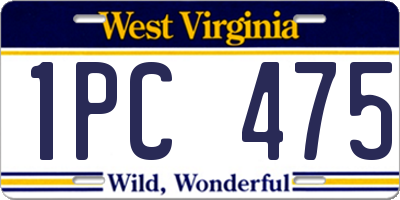 WV license plate 1PC475