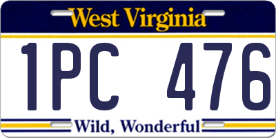 WV license plate 1PC476