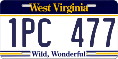 WV license plate 1PC477
