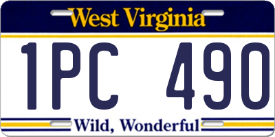 WV license plate 1PC490