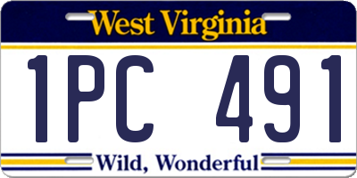 WV license plate 1PC491