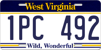 WV license plate 1PC492