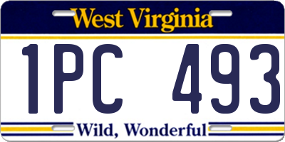 WV license plate 1PC493