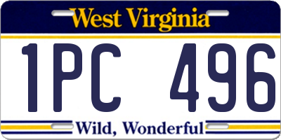 WV license plate 1PC496