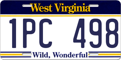 WV license plate 1PC498