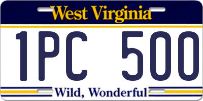 WV license plate 1PC500