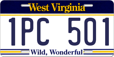 WV license plate 1PC501
