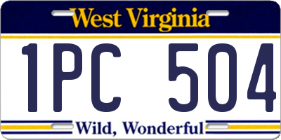 WV license plate 1PC504