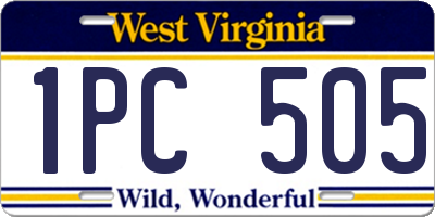 WV license plate 1PC505