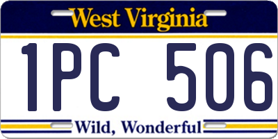 WV license plate 1PC506