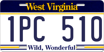 WV license plate 1PC510