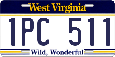 WV license plate 1PC511