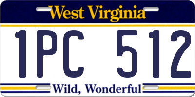 WV license plate 1PC512