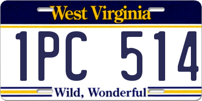 WV license plate 1PC514