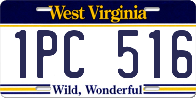WV license plate 1PC516