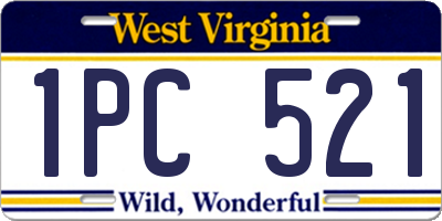 WV license plate 1PC521