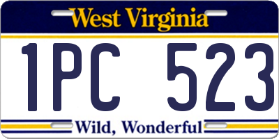 WV license plate 1PC523