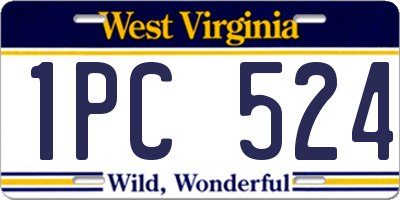 WV license plate 1PC524