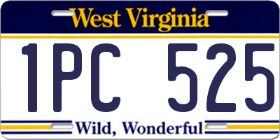 WV license plate 1PC525