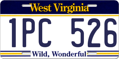 WV license plate 1PC526