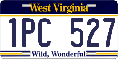 WV license plate 1PC527