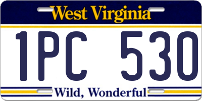 WV license plate 1PC530