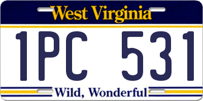WV license plate 1PC531