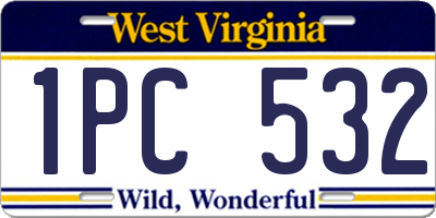 WV license plate 1PC532