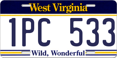 WV license plate 1PC533