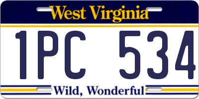 WV license plate 1PC534