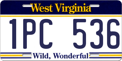 WV license plate 1PC536