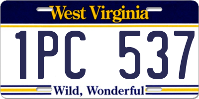 WV license plate 1PC537