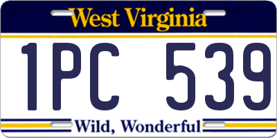 WV license plate 1PC539