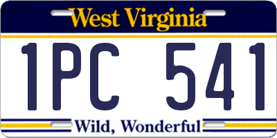 WV license plate 1PC541