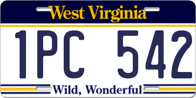 WV license plate 1PC542