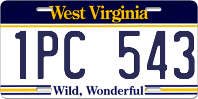 WV license plate 1PC543