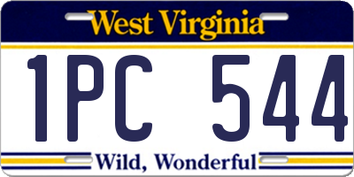 WV license plate 1PC544