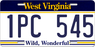 WV license plate 1PC545