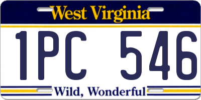 WV license plate 1PC546