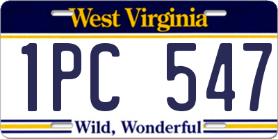 WV license plate 1PC547