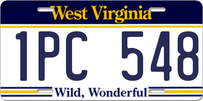WV license plate 1PC548