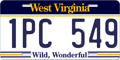 WV license plate 1PC549