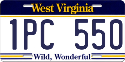 WV license plate 1PC550