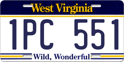 WV license plate 1PC551