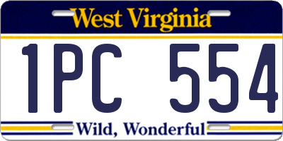 WV license plate 1PC554